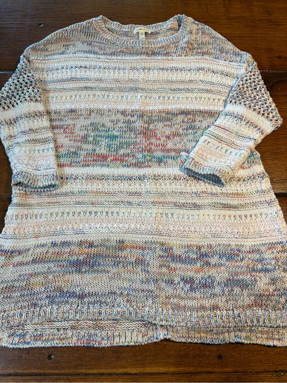 Matilda Jane Cream Multi-Color Open-Stitch Scoop Sweater
